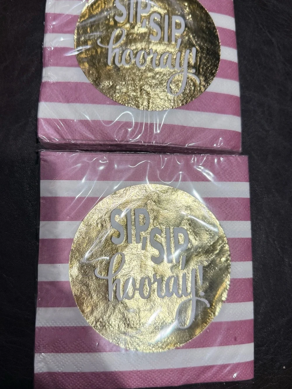 Pier 1 Paper Napkins Sip Sip Hooray Pink & Gold Striped Party Napkins 2 X 20 pks